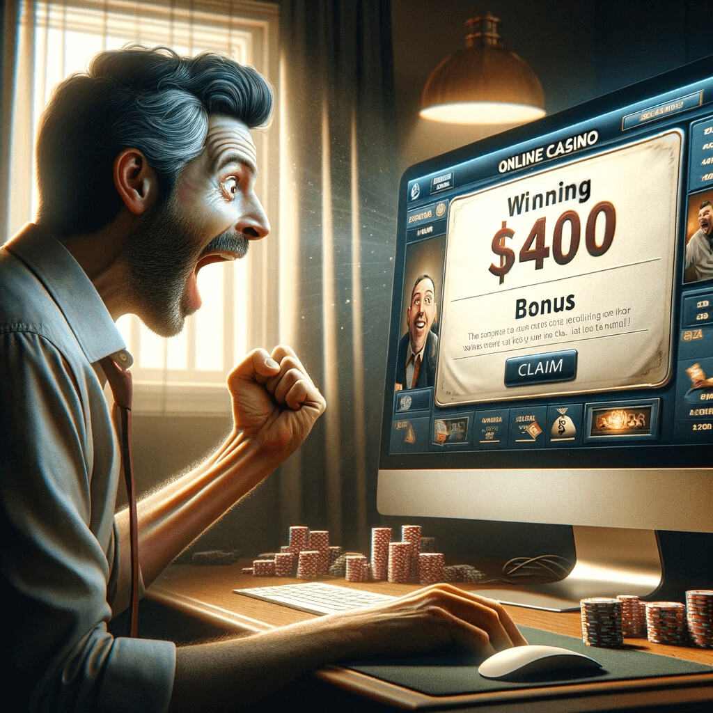 Surprized man gets $400 no deposit bonus usa