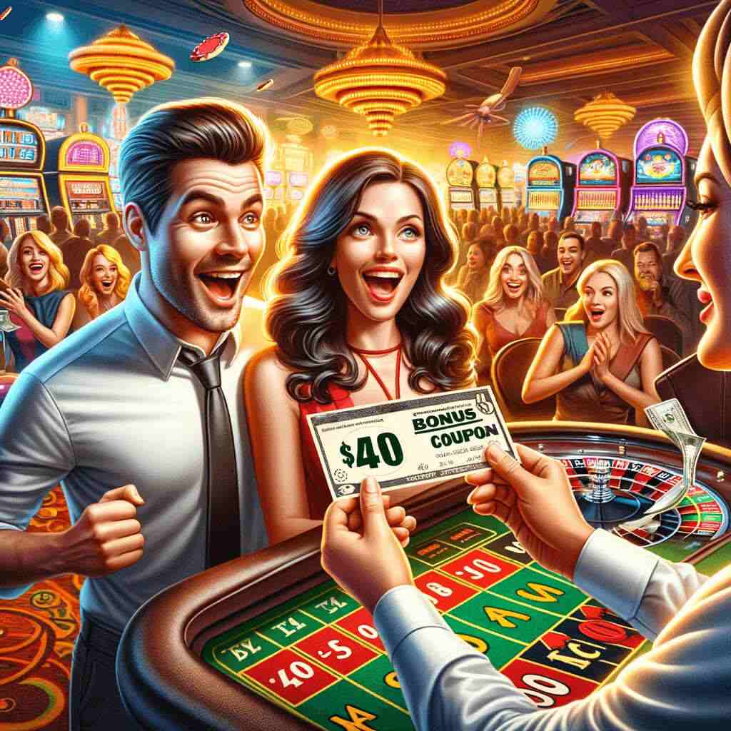 Happy couple get $40 no deposit bonus usa