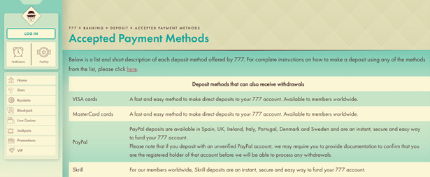 777 deposits