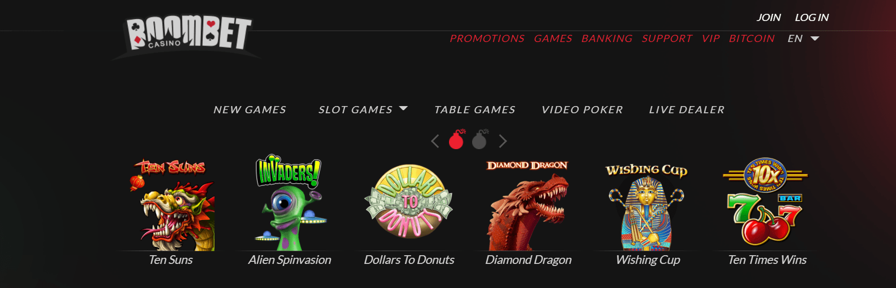 BoombetCasino First Screen