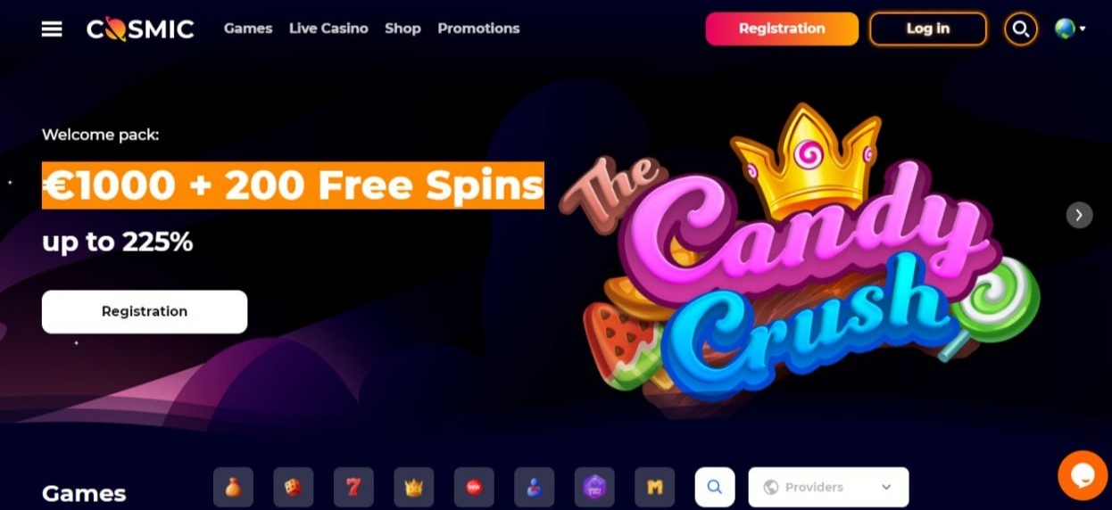 Cosmic slot first screen
