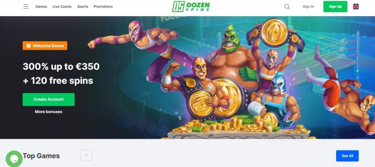 Dozen spins first screen