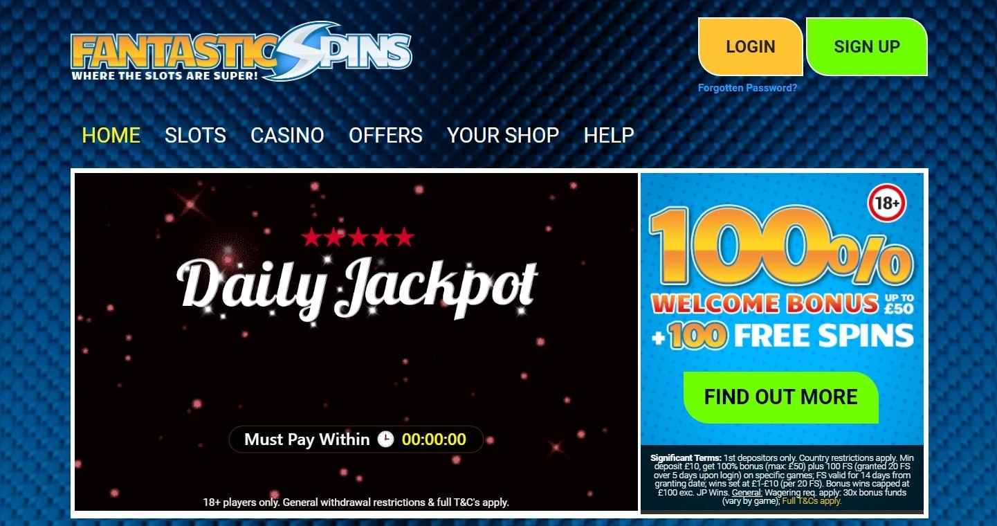 Fantastic spins first screen