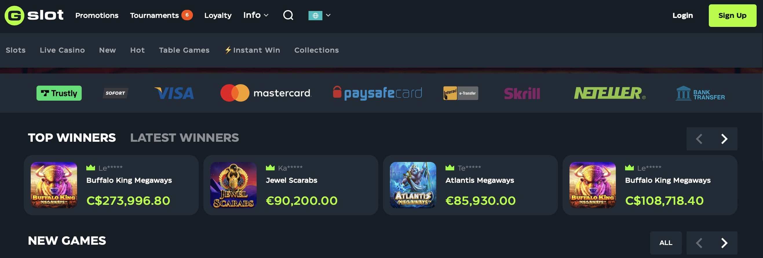 Gslot first screen