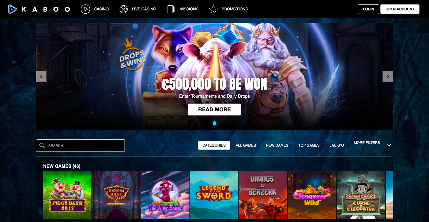 KabooCasino First Screen