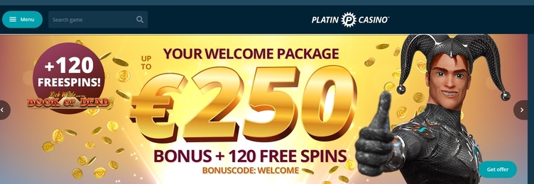 Platincasino First Screen