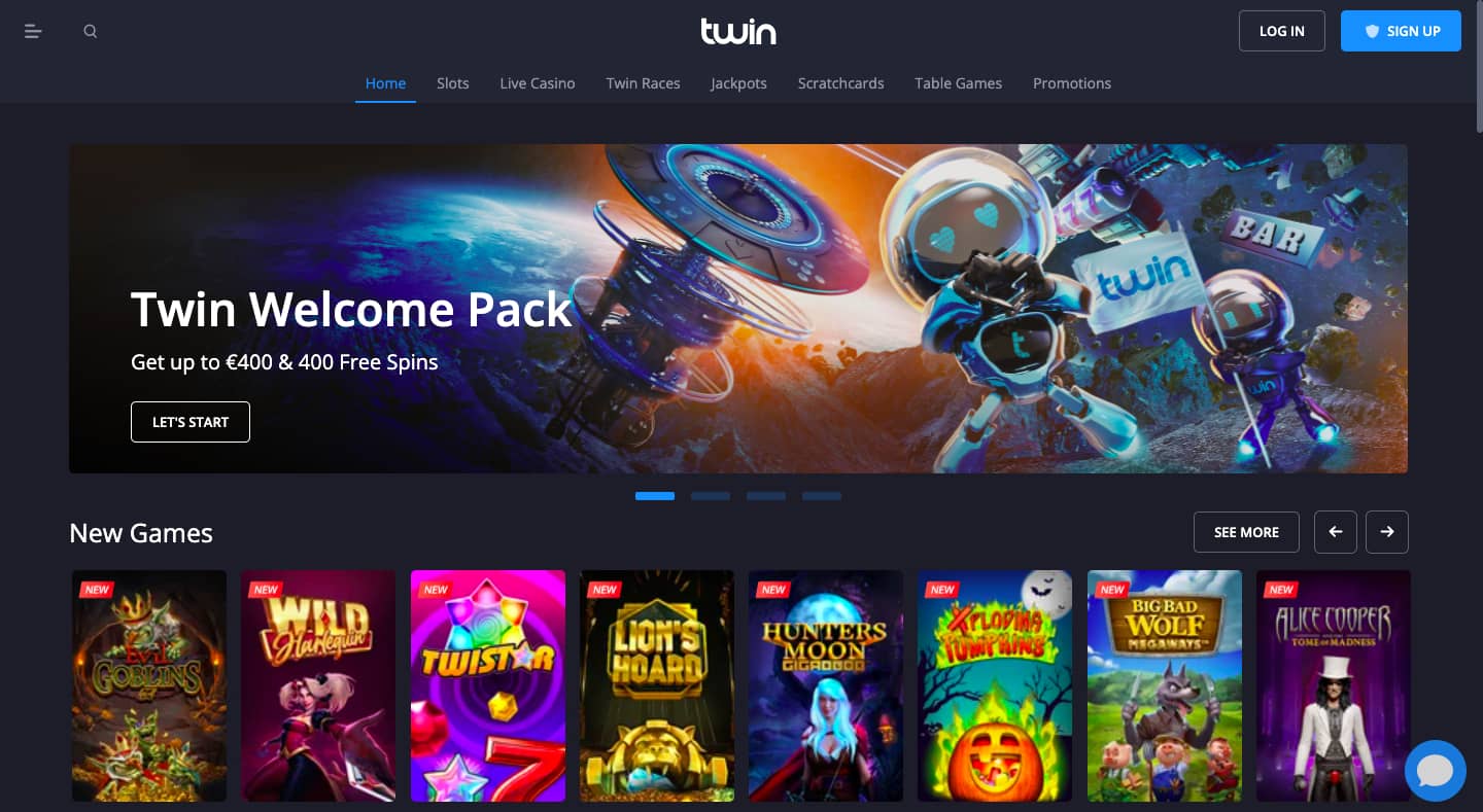 TwinCasino First Screen
