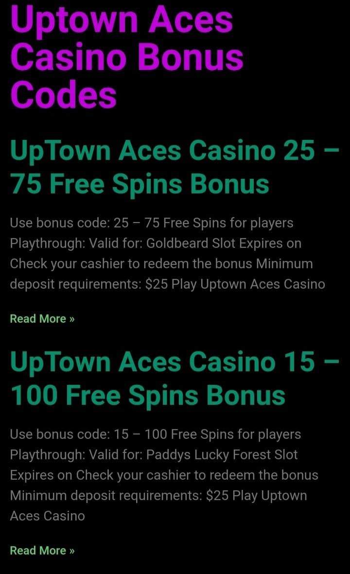 Uptown aces bonuses