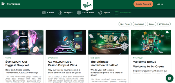 Mr Green bonuses