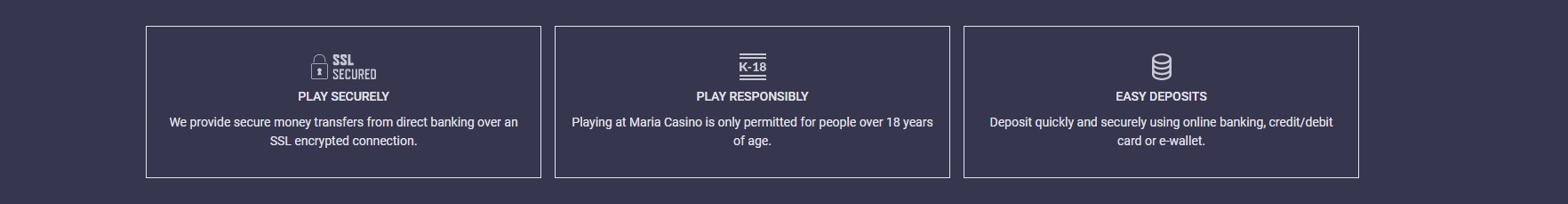Maria casino deposits