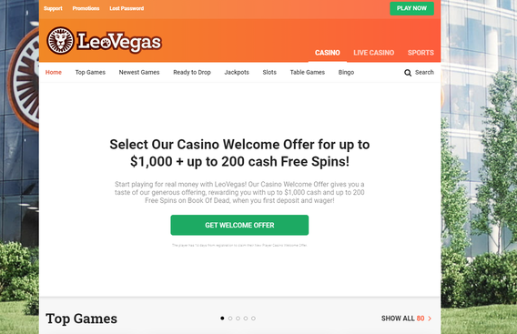 Leo Vegas first screen