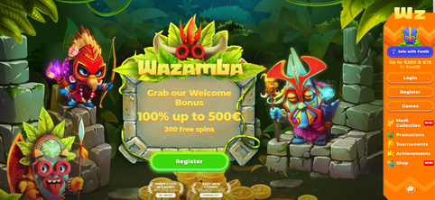 Wazamba first screen