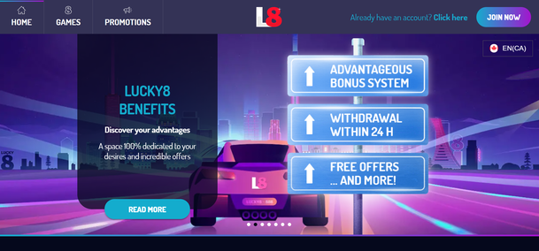 Lucky 8 first screen