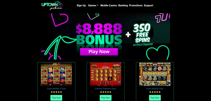 Uptown Pokies first screen