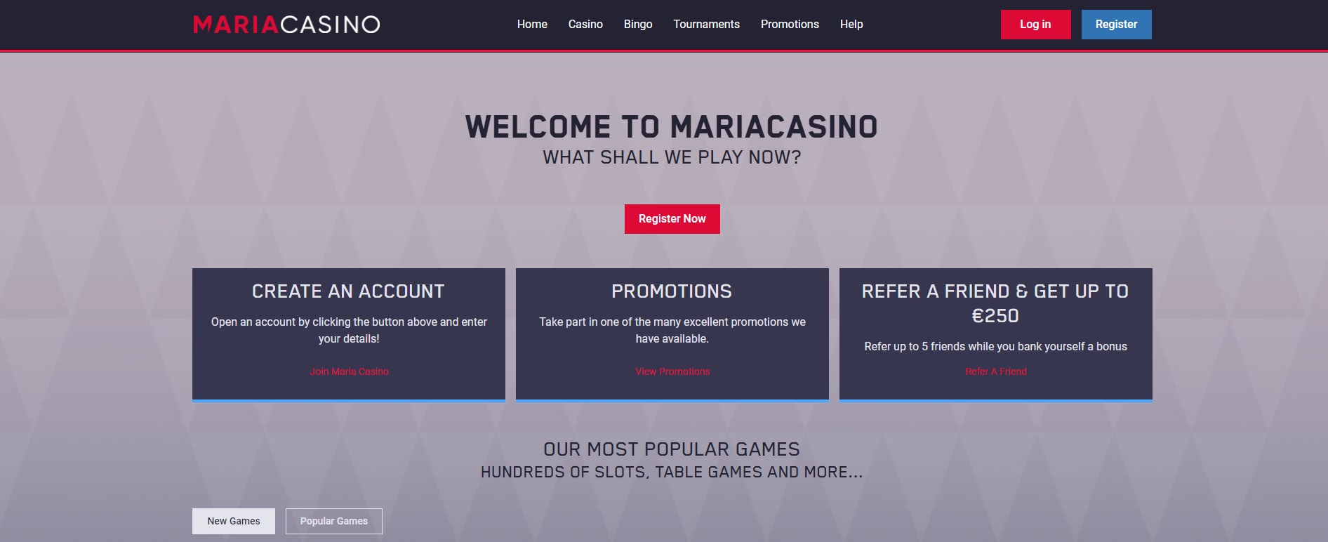 Maria casino first screen