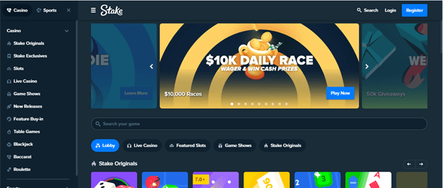 Stake first screen